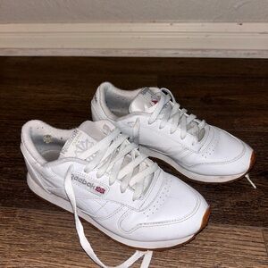 Reebok White Leather Sneakers with Gum Sole